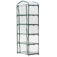 Outsunny 27'' x 19'' x 76'' 5 Tier Mini Greenhouse Outdoor Flower Stand Transparent PVC Cover Steel Frame(m-7)