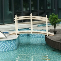 Outsunny Fir Wood Garden Bridge Arc Walkway with Side Railings for Backyards, Gardens, and Streams, Natural Wood, 89.75" x 29.5" x 43.25"(m-8)