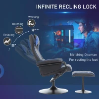 Vinsetto High Back Video Gaming Recliner with Ottoman, Racing Style PC Computer Office Chair, Swivel with Headrest & Lumbar Support, Adjustable Height, Black/Blue(m-4)
