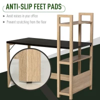 HOMCOM Computer Desk Home Office Study Writing Rectangle Workstation with Storage Shelves 3-Tier Bookshelf, Wide Display Table, Black/Oak(m-6)