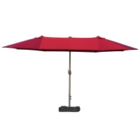Outsunny 15' Rectangular Patio Umbrella, Wine Red