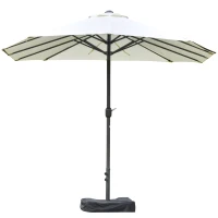Outsunny Patio Umbrella 15' Steel Rectangular Outdoor Double Sided Market with base, UV Sun Protection & Easy Crank for Deck Pool Patio, Beige(m-8)