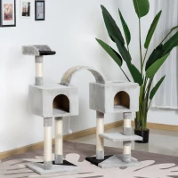 PawHut Multi- Level Cat Scratcher Tree Condo Kitten House Post Bed Toys Cat Furniture(m-1)