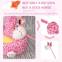 Qaba Giraffe Shaped Kid Sofa Flannel Covered Armchair Stick Horse Child Chair with Padded Seat for 18 to 36 Months, Pink(m-5)