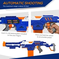 Qaba Automatic Soft Bullet Toy Foam Blaster for Foam Darts with 20 EVA Refill Darts and Target Board Game for Boys & Girls 8-12 years old(m-6)