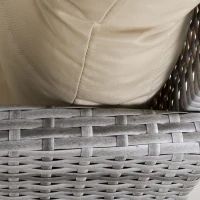 Outsunny 6 PCS Outdoor Patio Dining Table Sets All Weather PE Rattan Sofa Chair Furniture set Indoor Outdoor Backyard Garden with Cushions Khaki(m-10)