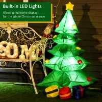 HOMCOM 4ft Christmas Inflatable Christmas Tree with Presents, Outdoor Blow-Up Yard Decoration with LED Lights Display(m-4)