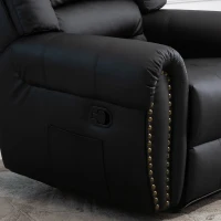 HOMCOM Recliner Chair Added Footrest Cushion Padded Seat Modern Nail Sofa PU Leather for Living Room Club Home Theater Seating, Black(m-20)