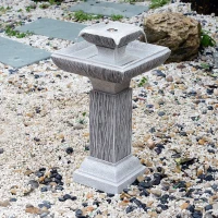 Outsunny 2-tier Water Fountain Feature Cascade Classical LED Light Effect Patio(m-5)