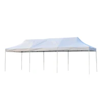 Outsunny 29'x10' Pop Up Party Tent Foldable Garden  Event Canopy Outdoor Activity Sun Shade Shelter Easy Portable with Wheeled Carrying Bag White(m-2)
