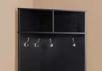 Monarch 67" Transitional Design Wood Grain-Look 4-Hook Coat Rack Corner Hall Tree Storage Shelf Bench - Cappuccino Brown Finish(m-3)