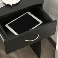 HOMCOM Modern Computer Desk with Drawer, Writing Table with Storage Shelf, Home Office Workstation, Black(m-8)