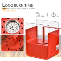 HOMCOM Ethanol Fireplace, 7.75" Tabletop 0.10 Gal, Stainless Steel, Burns up to 2 Hours, Red(m-7)