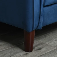 HOMCOM Convertible Sofa Sleeper Futon with Split Back Design Recline, Thick Padded Velvet-Touch Cushion Seating and Wood Legs, Blue(m-8)