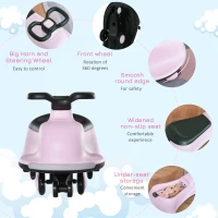 Qaba Ride on Wiggle Car w/LED Flashing Wheels, Swing Car for Toddlers, No Batteries, Gears or Pedals - Twist, Turn, Wiggle Movement to Steer dolphin shaped Pink+Black(m-6)