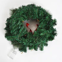 Open Box HOMCOM 2' White LED Artificial Christmas Holiday Door Wreath(m-7)