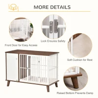 PawHut Furniture Style Dog Crate, w/ Wooden Top, Door, for Small Dogs, Brown(m-7)