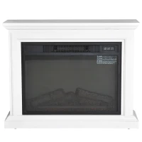 HOMCOM 31" W x 24.5" H Electric Fireplace Mantel TV Stand, Media Console Center Cabinet with Remote Control, White(m-4)