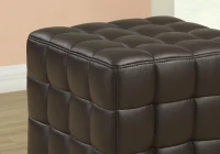 Monarch Leather-Look Cube Ottoman - Dark Brown(m-3)