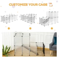 PawHut Portable Pet Playpen, DIY Small Animal Cage, Plastic Yard Fence Tent for Pets, Easy Assembly, Indoor/Outdoor Use(m-3)