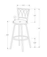 Monarch 2 Piece 43" Contemporary Microfiber Seat Criss-Cross Styled Back Metal Framed Swivel Barstool Chair Set - Beige / Dark Coffee Finish(m-4)