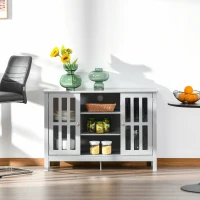 HOMCOM Sideboard, Buffet Cabinet, Coffee Bar Cabinet, Kitchen Cabinet with Storage Shelves, Slatted Framed Doors and Cable Management for Living Room, Gray(m-2)