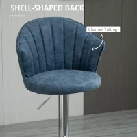 HOMCOM Bar Stool Set of 2 Adjustable Height PU Leather Upholstered Swivel Counter Chairs with Backrest, Footrest, Blue(m-6)