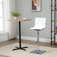 HOMCOM Modern Adjustable Bar Stool Pub Chair, Swivel Dining Stool with Gas Lift, Steel Base, Breathable Fabric Seat for Kitchen Island Counter, White(m-8)