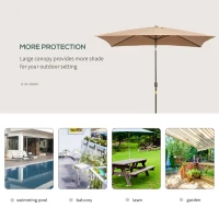 Outsunny 6.5x10ft Patio Umbrella Rectangle Aluminum Tilt Garden Market Parasol Outdoor Sunshade Canopy with Crank (Tan)(m-7)