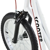Aosom Youth Scooter Kick Scooter for Kids 5+ with Adjustable Handlebar Front and Rear Dual Brakes Inflatable Wheels, White(m-9)