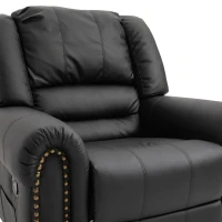 HOMCOM Recliner Chair Added Footrest Cushion Padded Seat Modern Nail Sofa PU Leather for Living Room Club Home Theater Seating, Black(m-18)