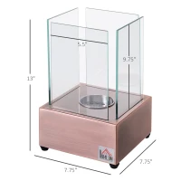 HOMCOM Ethanol Fireplace, 7.75" Tabletop 0.10 Gal Stainless Steel 160 Sq. Ft., Burns up to 2 Hours, Bronze(m-3)