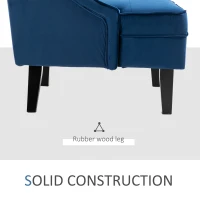 HOMCOM Upholstered Accent Chair Modern Winged Tufted Contemporary Single Sofa Chair with Rubber Wood Legs, Thick Padding Mid-Back, and Wings for Living Room Bedroom, Blue(m-6)