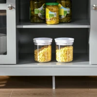 HOMCOM Sideboard, Buffet Cabinet, Coffee Bar Cabinet, Kitchen Cabinet with Storage Shelves, Slatted Framed Doors and Cable Management for Living Room, Gray(m-13)