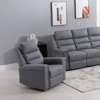 HOMCOM Modern Recliner Chair Linen Fabric Single Sofa Home Theater Seating with Overstuffed Armrest and Back, Grey(m-8)