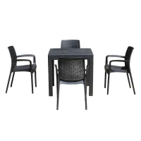 Outsunny 5pc All Weather Resin Patio Dining Set Garden Outdoor Chair Table Furniture, Black(m-4)