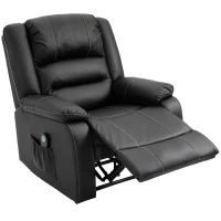 HOMCOM Vibrating Massage PU Leather Recliner Chair, Footrest with Remote Control, and 8 Massaging Points, Black(m-9)