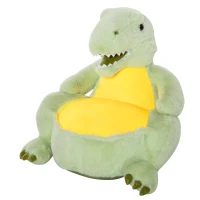 Qaba Animal Kids Sofa Chair Cartoon Cute Dinosaur Stuffed with Armrest Flannel PP Cotton 22" x 19.25" x 21.75" Green(m-2)