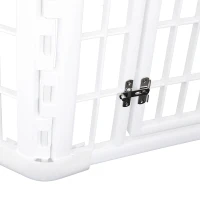 PawHut 8 Panel Dog Playpen Octagon Plastic Pet Crate Kennel Small Animals Portable Indoor White(m-11)