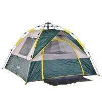 Outsunny Outdoor Pop-Up Camping Tent 3-4 Person W/  Doormat  Hook  Carrying Bag(m-1)