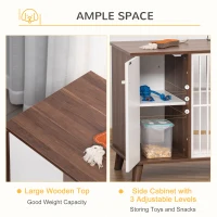 PawHut Furniture Style Dog Crate, w/ Wooden Top, Door, for Small Dogs, Brown(m-6)