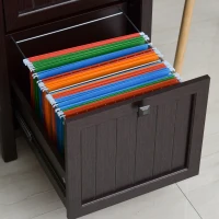 HOMCOM Vintage Executive Computer Desk, Home Office Work station, Student Table with Cabinet & 3 Drawers for Hanging Files, Brown(m-14)