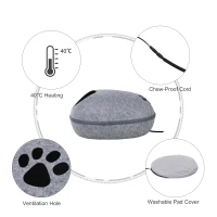 PawHut Heated Indoor Fleece Cat Shelter Retreat - Grey(m-4)