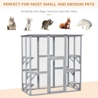 PawHut Large Catio Enclosure with Weather Protection, 6 Cat Platforms 71" x 38.5" x 71"(m-8)