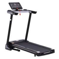 Soozier 2.0 HP Electric Folding Treadmill Machine 16'' Wide Tread Belt w/ LED Display 12 Pre-Set Programs 7.5 MPH Max Speed w/ Cup Holder & Mobile Phone Space - Black(m-1)