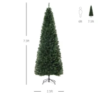 HOMCOM 7.5ft Tall Pre-Lit Slim Douglas Fir Artificial Christmas Tree with Realistic Branches, 350 Warm White LED Lights and 1075 Tips(m-3)