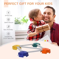 Qaba 9pcs Kids Balance Beam Balance Bridge Gym Toy for toddler Balance Strength Coordination Training Floor Game Preschool Learning Toy with Non-slip Surface(m-7)