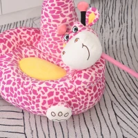 Qaba Giraffe Shaped Kid Sofa Flannel Covered Armchair Stick Horse Child Chair with Padded Seat for 18 to 36 Months, Pink(m-7)
