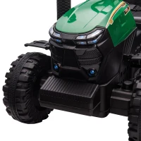 Aosom 12V 7AH Kids Ride On Tractor, Electric Battery Powered Agricultural Toy Car, w/ Back Trailer, Adjustable Speed, 10 LED Headlights, Green(m-9)