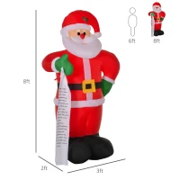 HOMCOM 8ft Christmas Inflatable Santa Claus with Toy List, Outdoor Blow-Up Yard Decoration with LED Lights Display(m-3)